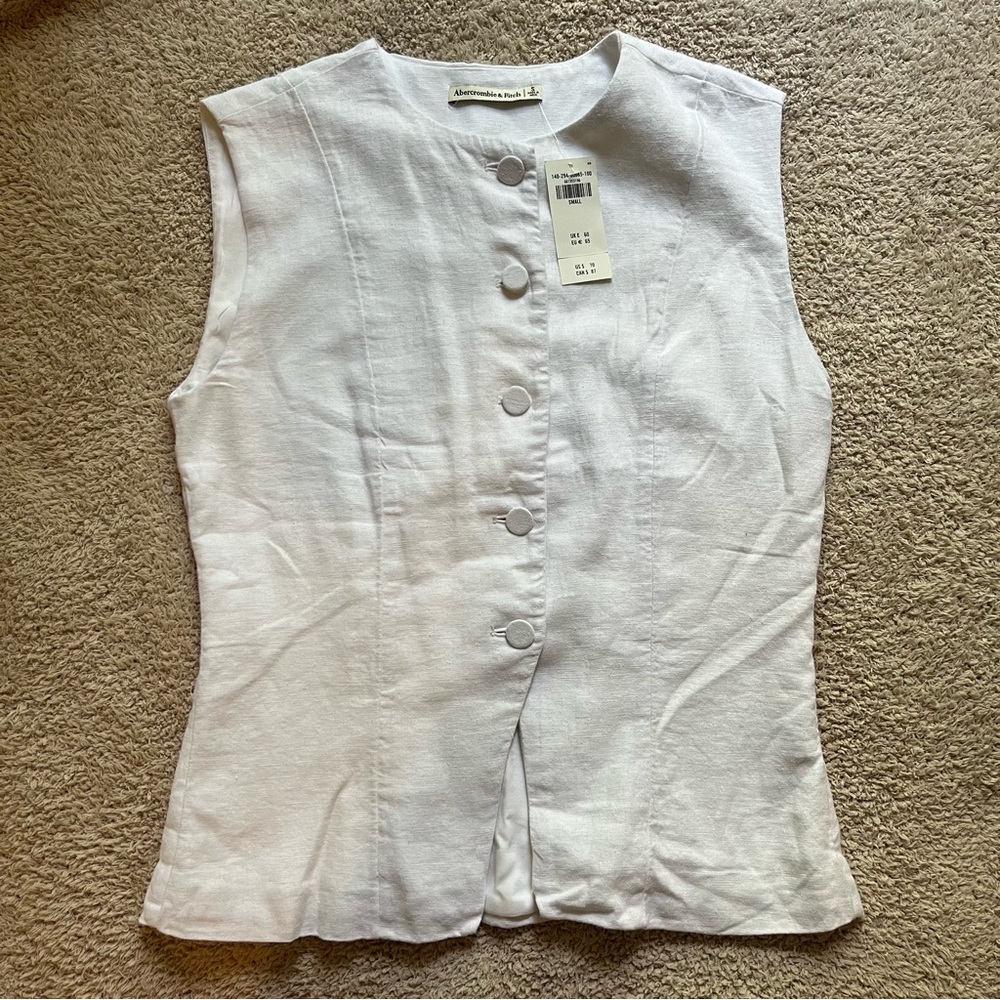 NWT White Linen Vest Tank Top size Small, Abercrombie